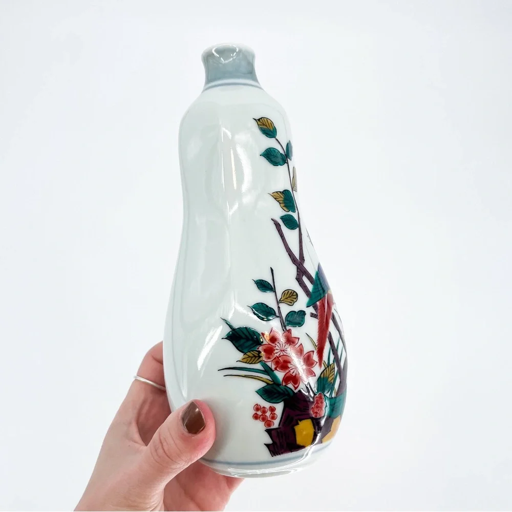 Vintage Japanese Saki Ceramic Tokkuri Bottle / Flower Vase